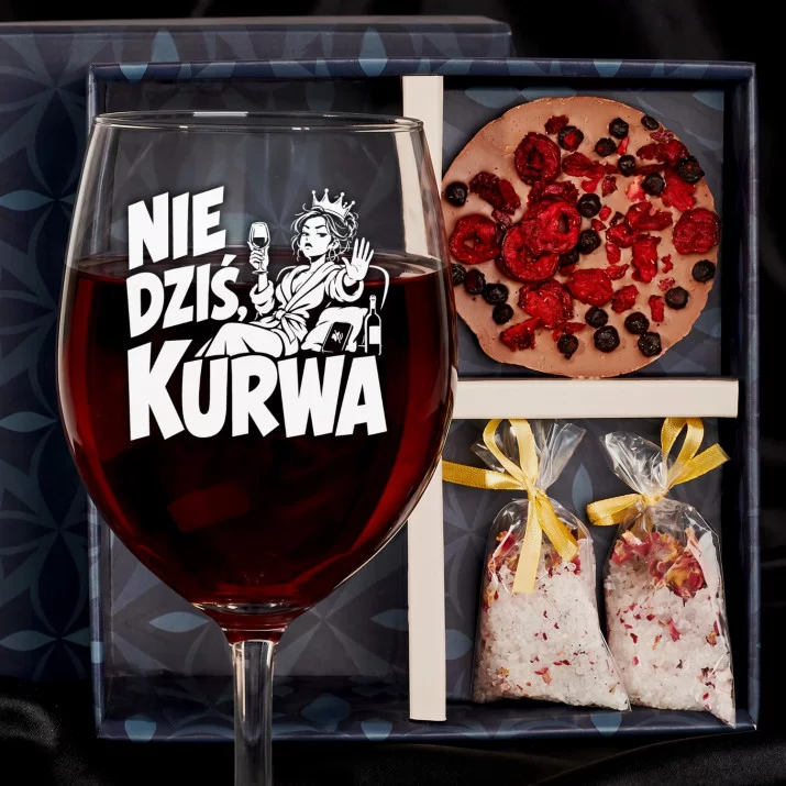 Zestaw Prezenowy Z Kieliszkiem Do Wina Na Urodziny: Nie Dziś Zestaw Prezenowy Z Kieliszkiem Do Wina Na Urodziny: Nie Dziś