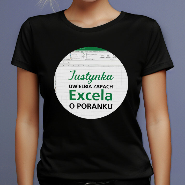 uwielbia zapach excela - Czarna koszulka damska