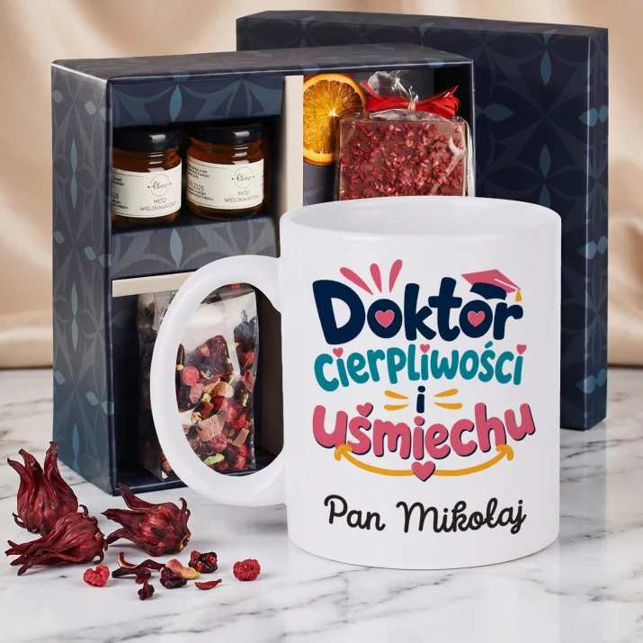 Zestaw Prezenowy z Kubkiem Dla Wychowawcy Na Dzień Nauczyciela Dla Mężczyzny: Doktor Cierpliwości I Zestaw Prezenowy z Kubkiem Dla Wychowawcy Na Dzień Nauczyciela Dla Mężczyzny: Doktor Cierpliwości I
