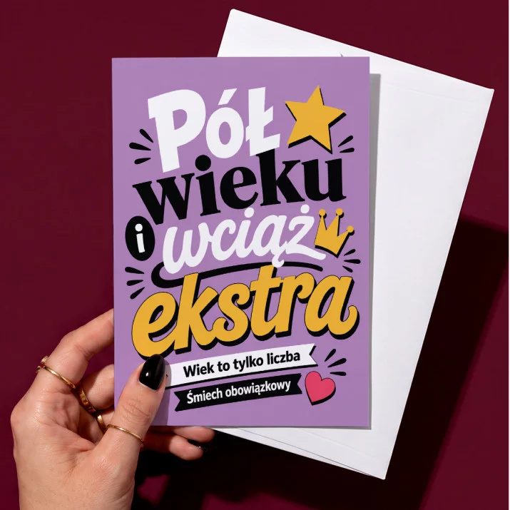 Kartka z Życzeniami Na 50 Urodziny Dla 50 Latki Kobiety: Szalona Pięćdziesiątka