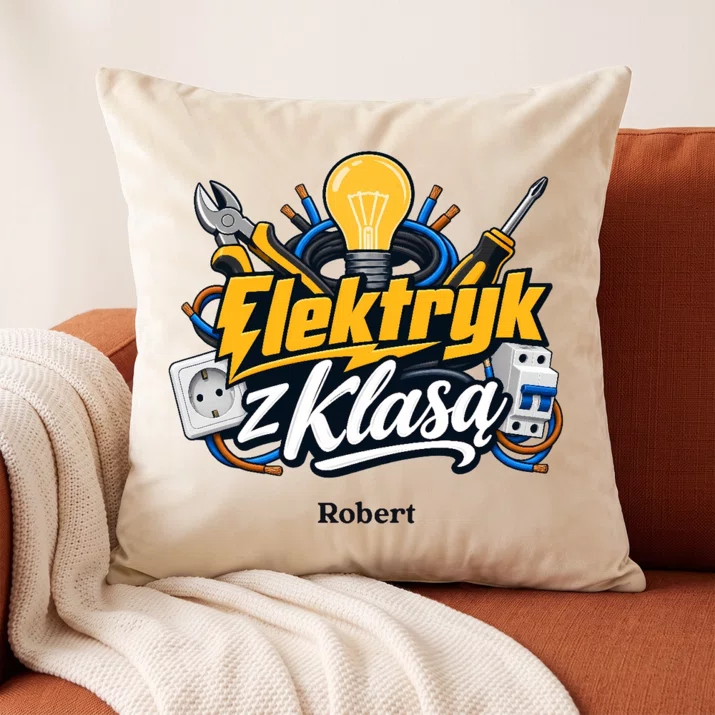 Poduszka Dekoracyjna Dla Elektryka Prezent Dla Mężczyzny: Elektryk Z Klasą