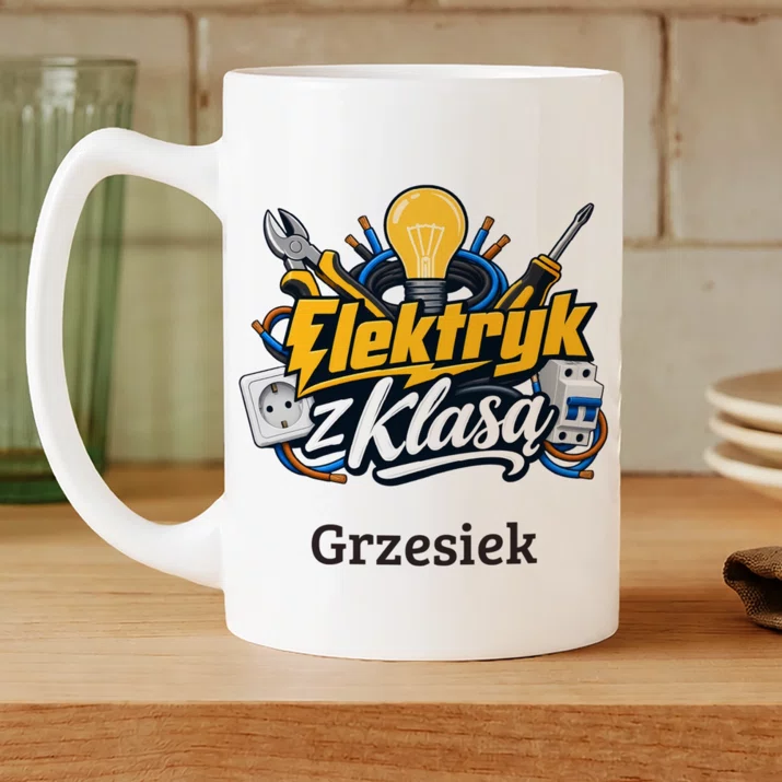 Kubek Personalizowany Dla Elektryka Prezent Dla Mężczyzny: Elektryk Z Klasą Kubek Personalizowany Dla Elektryka Prezent Dla Mężczyzny: Elektryk Z Klasą