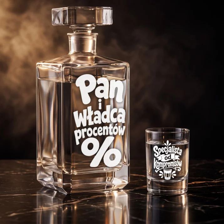 Zestaw Do Wódki z Grawerem Na 30 Rocznicę Ślubu Prezent: Pan I Władca Procentów Zestaw Do Wódki z Grawerem Na 30 Rocznicę Ślubu Prezent: Pan I Władca Procentów