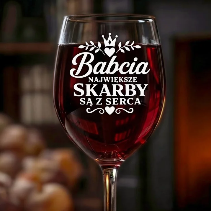 Kieliszek Do Wina Dla Babci Prezent Na Dzień Babci Dla Kobiety: Babcia Skarby Z Serca