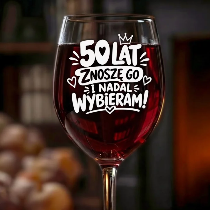 Kieliszek Do Wina Na 50 Lecie Ślubu Prezent Dla Kobiety: 50 Lat - Znoszę Go I Kieliszek Do Wina Na 50 Lecie Ślubu Prezent Dla Kobiety: 50 Lat - Znoszę Go I