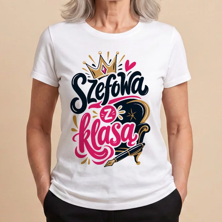 Koszulka Damska Biała Dla Szefowej Prezent Dla Kobiety: Siła I Elegancja