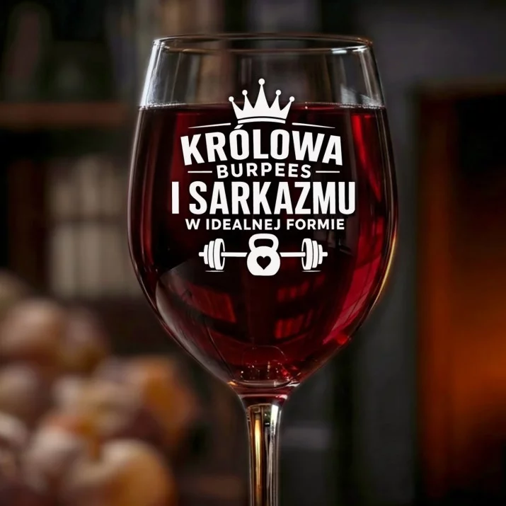 Kieliszek Do Wina Dla Trenerki Personalnej Prezent Dla Kobiety: Królowa Burpees I Sarkazmu