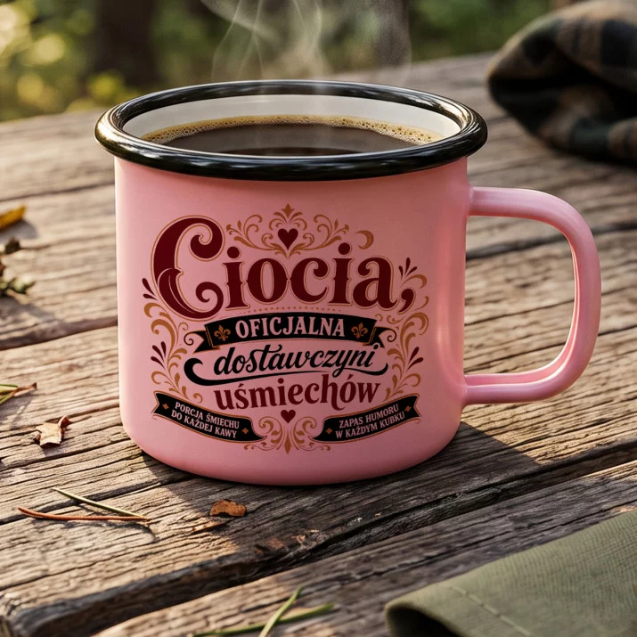 Kubek Emaliowany Dla Cioci Prezent Dla Kobiety: Ciocia Z Humorem Kubek Emaliowany Dla Cioci Prezent Dla Kobiety: Ciocia Z Humorem