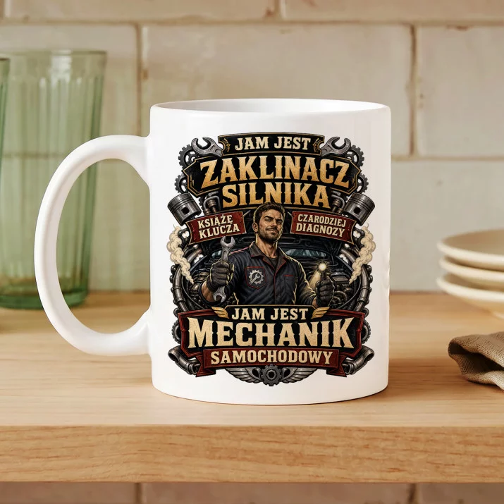Kubek Z Nadrukiem Dla Mechanika Samochodowego Prezent Dla Mężczyzny: Zaklinacz Silnika I Kubek Z Nadrukiem Dla Mechanika Samochodowego Prezent Dla Mężczyzny: Zaklinacz Silnika I