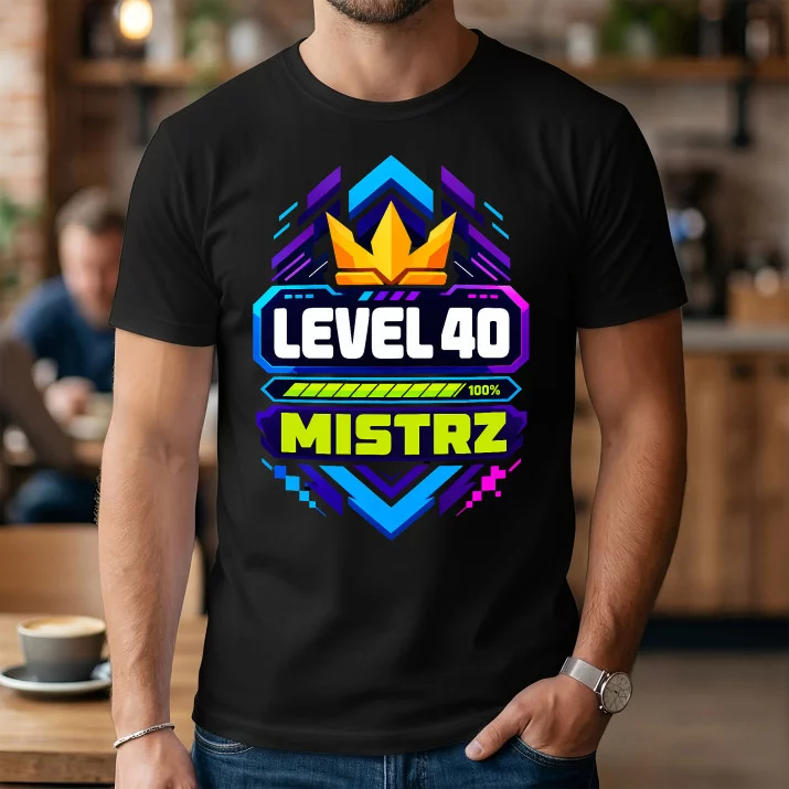 Koszulka Męska Dla 40 Latka Prezent Na 40 Urodziny Dla Mężczyzny: Level Czterdzieści