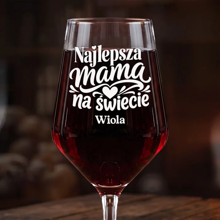 Mega Kieliszek Do Wina z Grawerem Na Dzień Mamy Prezent Dla Mamy Kobiety: Najlepsza Mama Na Świecie