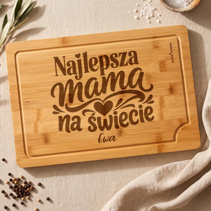 Deska Do Krojenia z Grawerem Na Dzień Mamy Prezent Dla Mamy Kobiety: Najlepsza Mama Na Świecie Deska Do Krojenia z Grawerem Na Dzień Mamy Prezent Dla Mamy Kobiety: Najlepsza Mama Na Świecie