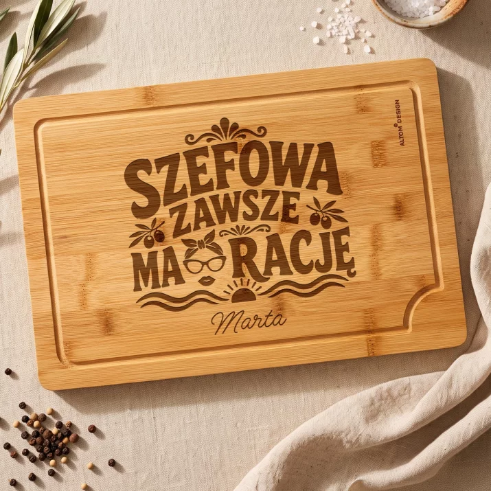 Deska Do Krojenia z Grawerem Dla Szefowej Prezent Dla Kobiety: Szefowa Zawsze Ma Rację Deska Do Krojenia z Grawerem Dla Szefowej Prezent Dla Kobiety: Szefowa Zawsze Ma Rację