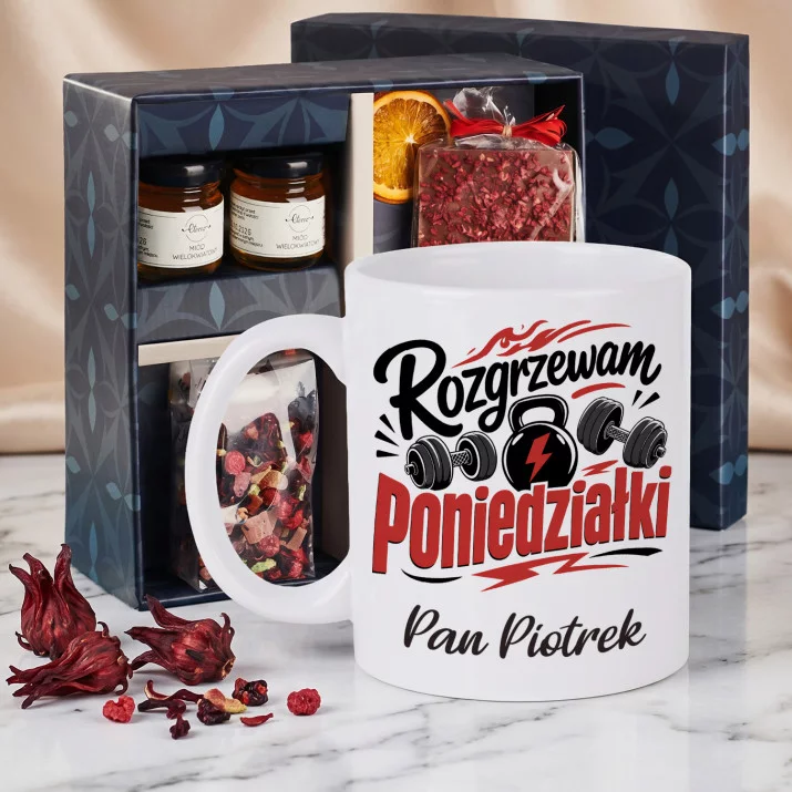 Zestaw Prezenowy z Kubkiem Dla Nauczyciela Wf Na Dzień Nauczyciela Dla Mężczyzny: Rozgrzewam Poniedziałki Zestaw Prezenowy z Kubkiem Dla Nauczyciela Wf Na Dzień Nauczyciela Dla Mężczyzny: Rozgrzewam Poniedziałki
