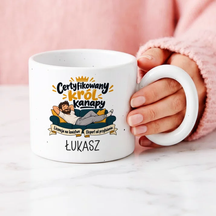 Kubek Premium Dla Męża Prezent Na Rocznicę Ślubu Dla Mężczyzny: Certyfikowany Król Kanapy
