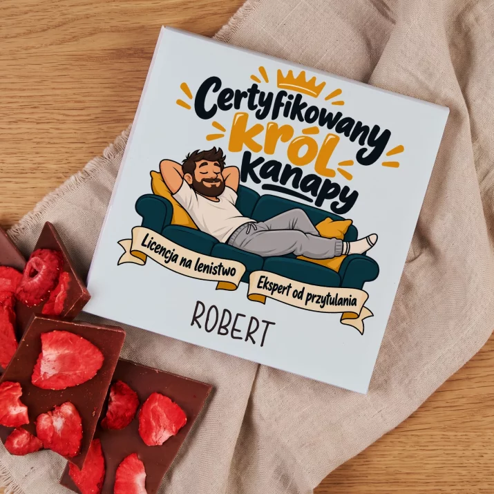 Czekolada z Truskawkami Dla Męża Prezent Na Rocznicę Ślubu Dla Mężczyzny: Certyfikowany Król Kanapy Czekolada z Truskawkami Dla Męża Prezent Na Rocznicę Ślubu Dla Mężczyzny: Certyfikowany Król Kanapy