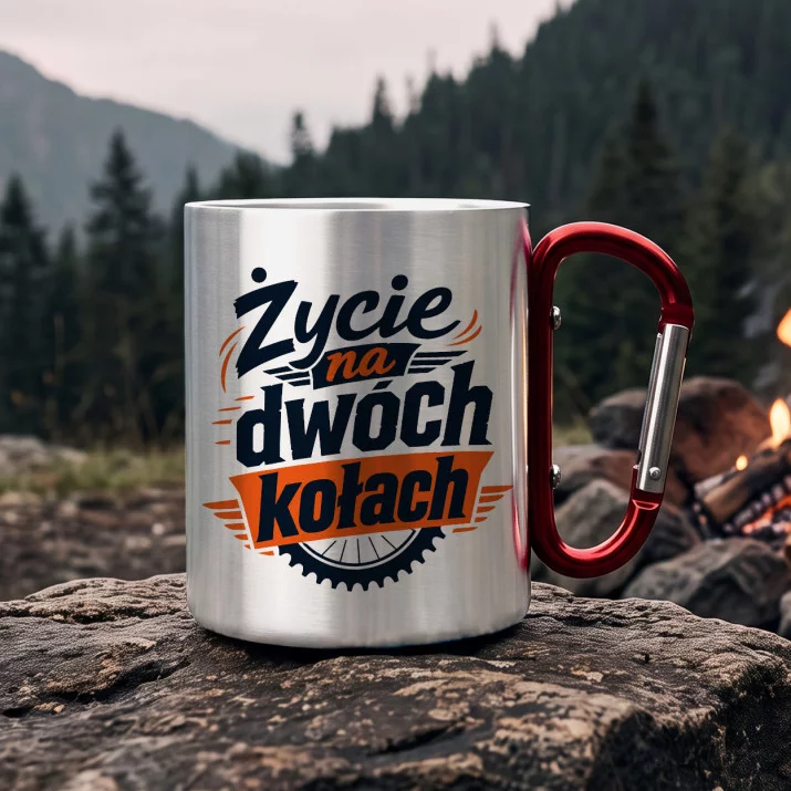 Kubek Metalowy z Karabińczykiem Dla Kolarza Prezent Dla Mężczyzny: Rowerowa Pasja