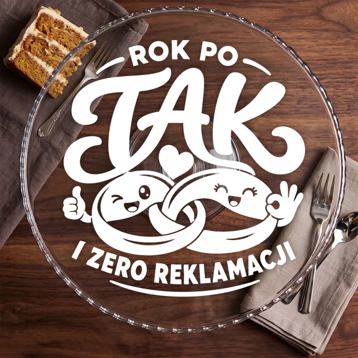 Patera Na Ciasto Na Pierwszą Rocznicę Ślubu Prezent Na Walentynki Dla Pary: Zero Reklamacji Patera Na Ciasto Na Pierwszą Rocznicę Ślubu Prezent Na Walentynki Dla Pary: Zero Reklamacji
