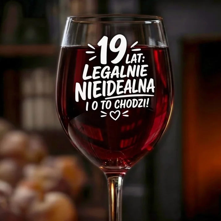 Kieliszek Do Wina Dla 19 Latki Prezent Dla Kobiety: Legalnie Nieidealna 19