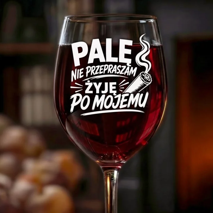 Kieliszek Do Wina Dla Palacza Prezent Dla Mężczyzny: Palę Żyję Po Mojemu Kieliszek Do Wina Dla Palacza Prezent Dla Mężczyzny: Palę Żyję Po Mojemu