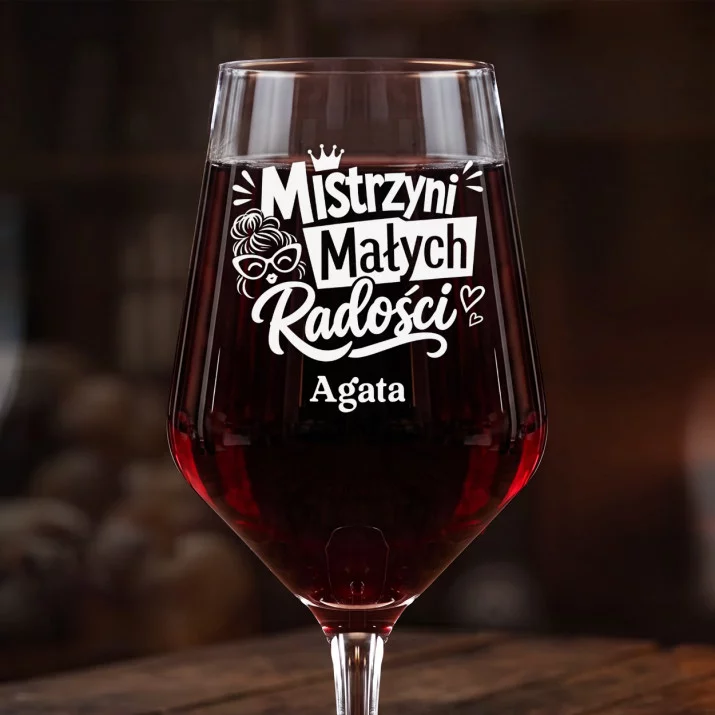 Mega Kieliszek Do Wina z Grawerem Dla Dziewczyny Prezent Na Dzień Dziewczyny Dla Kobiety: Mistrzyni Małych Radości