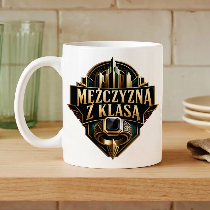 Kubek Z Nadrukiem Na Imieniny Prezent Dla Mężczyzny: Mężczyzna Z Klasą Kubek Z Nadrukiem Na Imieniny Prezent Dla Mężczyzny: Mężczyzna Z Klasą