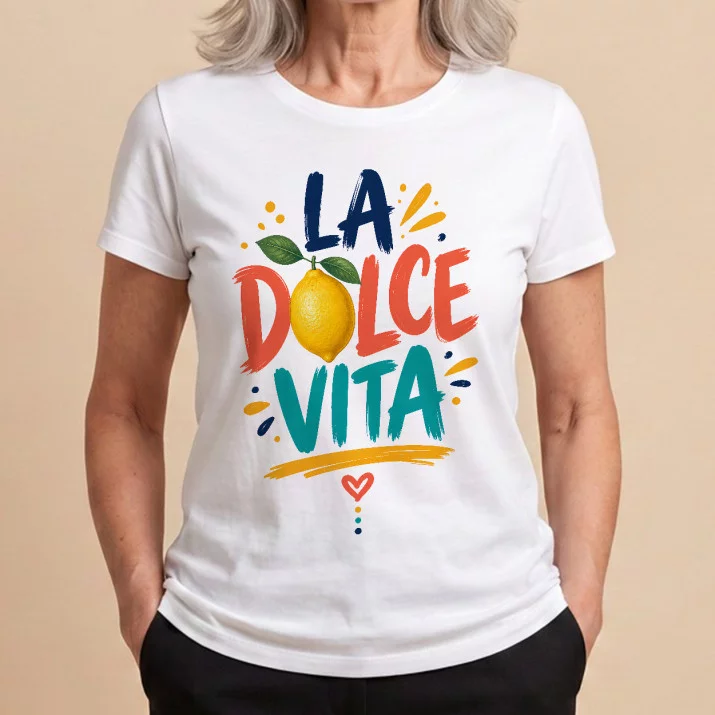 Koszulka Damska Biała Dla Kobiety Prezent Dla Kobiety: La Dolce Vita