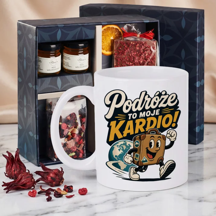 Zestaw Prezenowy Z Kubkiem Dla Podróżnika: Podróże To Moje Kardio Zestaw Prezenowy Z Kubkiem Dla Podróżnika: Podróże To Moje Kardio