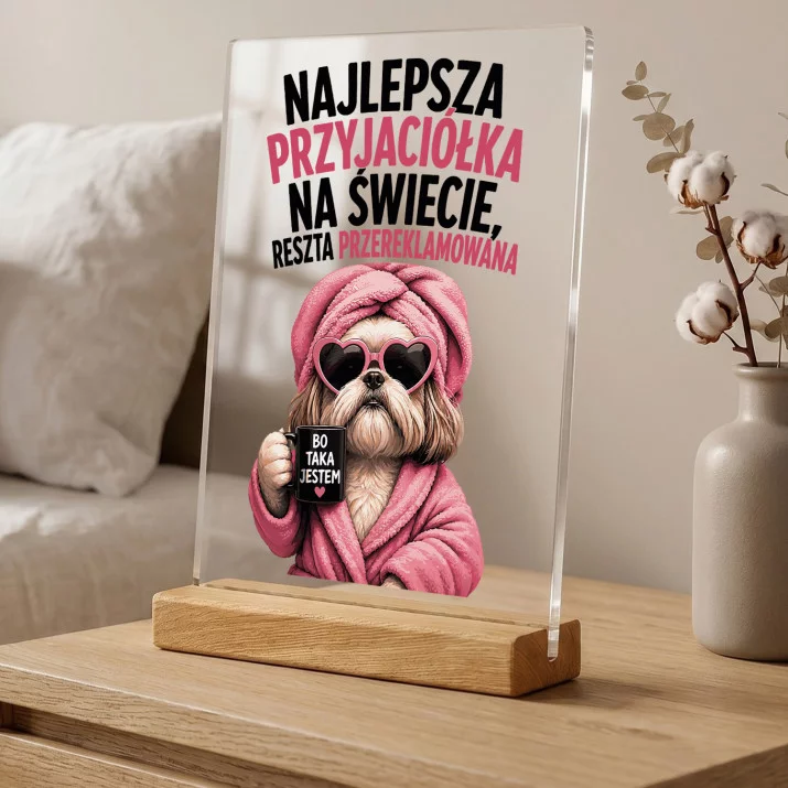 Druk Na Szkle Dla Najlepszej Przyjaciółki Prezent Dla Kobiety: Najlepsza Przyjaciółka Pies