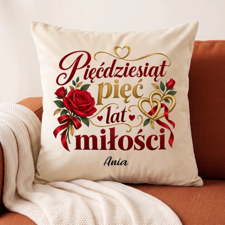Poduszka Dekoracyjna Na 55 Rocznicę Ślubu Prezent Na Walentynki Dla Kobiety: Pięćdziesiąt Pięć Lat