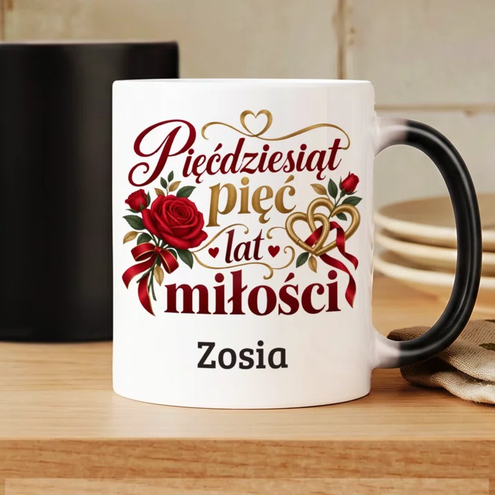 Kubek Personalizowany Na 55 Rocznicę Ślubu Prezent Na Walentynki Dla Kobiety: Pięćdziesiąt Pięć Lat