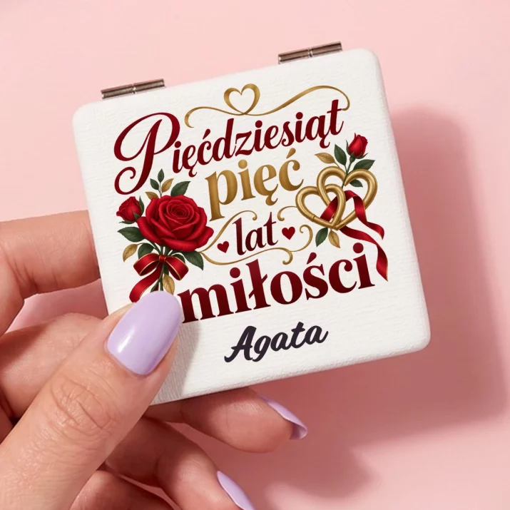 Lusterko Kieszonkowe Na 55 Rocznicę Ślubu Prezent Na Walentynki Dla Kobiety: Pięćdziesiąt Pięć Lat