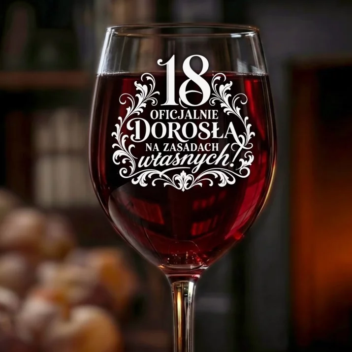Kieliszek Do Wina Na 18 Prezent Dla Kobiety: 18 Oficjalnie Dorosła Kieliszek Do Wina Na 18 Prezent Dla Kobiety: 18 Oficjalnie Dorosła