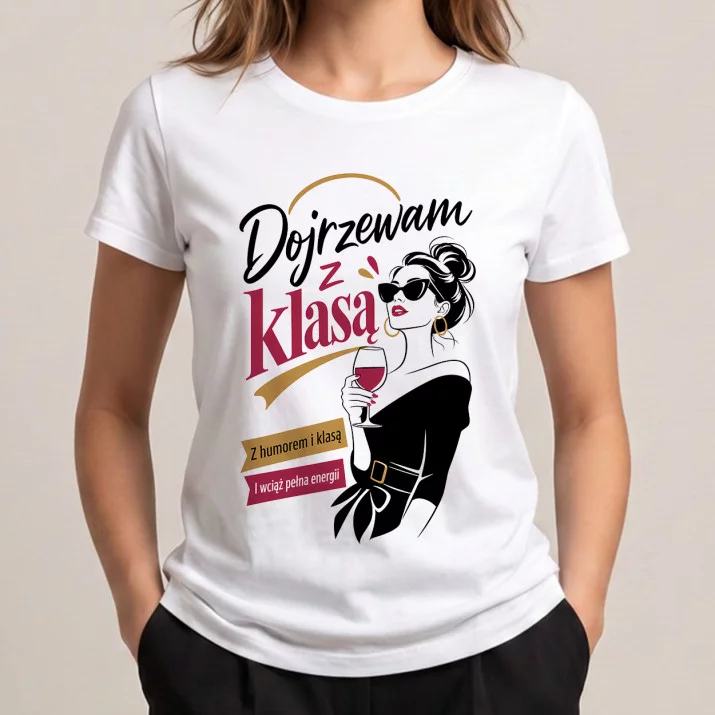 Koszulka Damska Biała Na 35 Urodziny Prezent Dla Kobiety: Dojrzałość Z Klasą