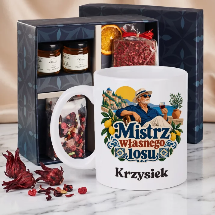 Zestaw Prezentowy z Kubkiem Na 90 Urodziny Dla 90 Latka Mężczyzny: Mistrz Własnego Losu Zestaw Prezentowy z Kubkiem Na 90 Urodziny Dla 90 Latka Mężczyzny: Mistrz Własnego Losu