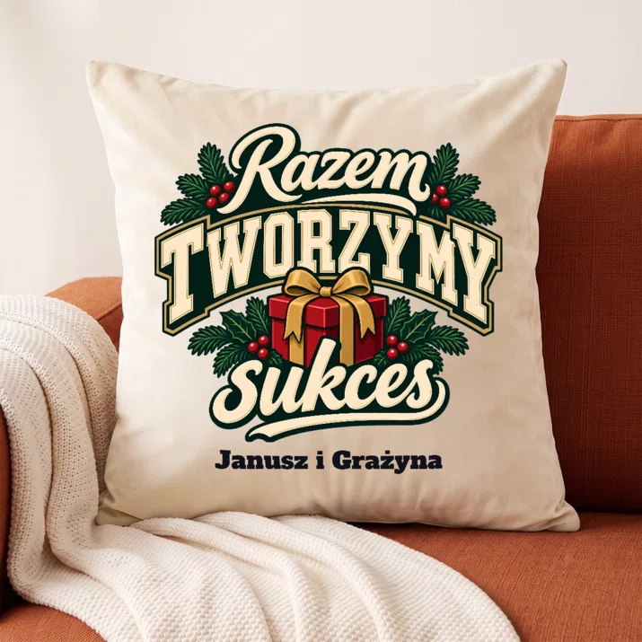 Poduszka Dekoracyjna Na Święta Dla Pracowników Prezent Dla Chłopaka Pary: Razem Tworzymy Sukces