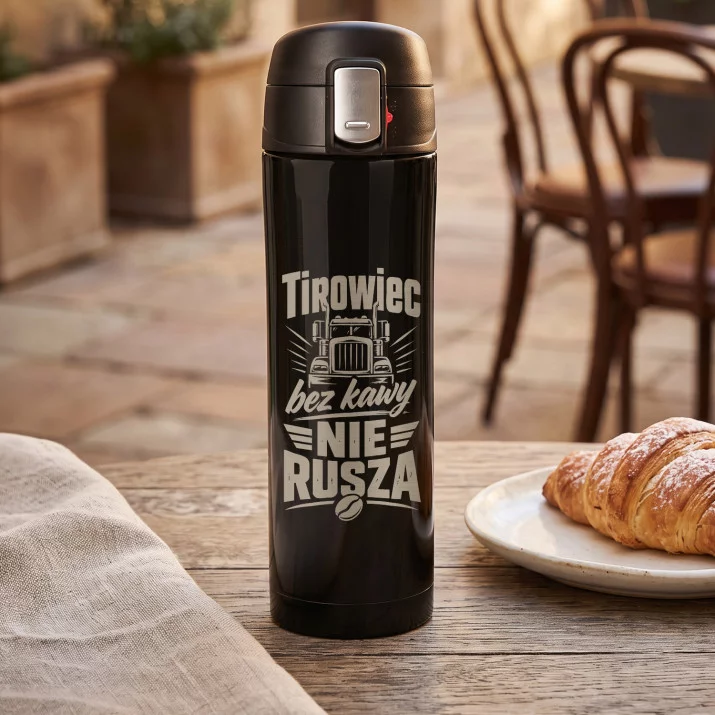 Kubek Termiczny 440ml Dla Tirowca Prezent: Tirowiec Bez Kawy Nie Rusza
