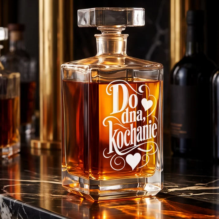 Karafka Do Whisky z Grawerem Na Walentynki Prezent Na Rocznicę: Do Dna, Kochanie Karafka Do Whisky z Grawerem Na Walentynki Prezent Na Rocznicę: Do Dna, Kochanie