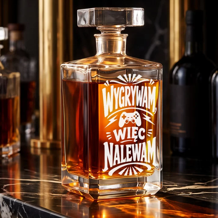 Karafka Do Whisky z Grawerem Dla Gracza Komputerowego Prezent: Wygrywam, Więc Nalewam Karafka Do Whisky z Grawerem Dla Gracza Komputerowego Prezent: Wygrywam, Więc Nalewam