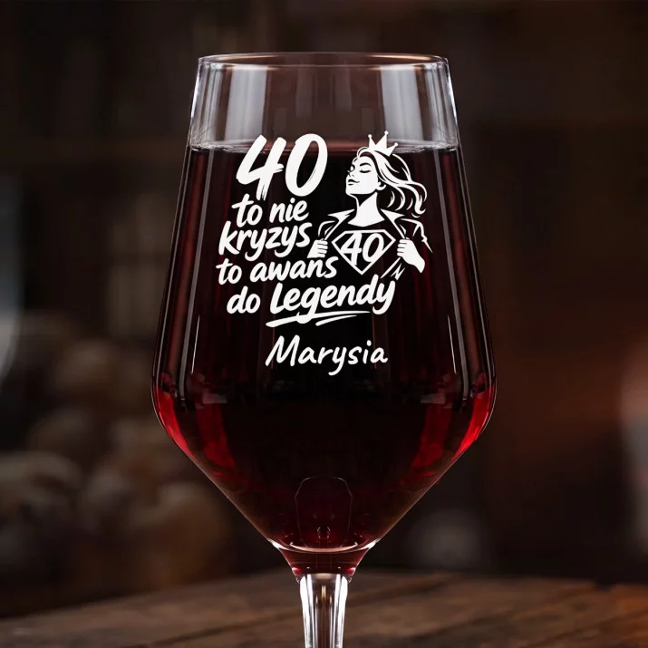 Mega Kieliszek Do Wina z Grawerem Na 40 Urodziny Prezent Dla 40 Latki Kobiety: Awans Do Legendy 40 Mega Kieliszek Do Wina z Grawerem Na 40 Urodziny Prezent Dla 40 Latki Kobiety: Awans Do Legendy 40