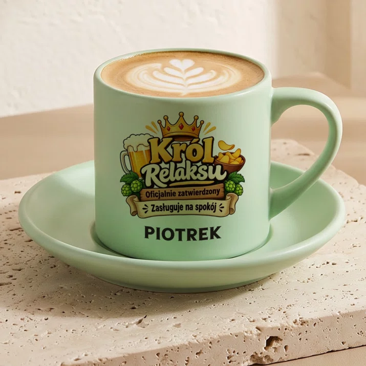Filiżanka Personalizowana Na Święta Prezent Dla Mężczyzny: Król Relaksu Filiżanka Personalizowana Na Święta Prezent Dla Mężczyzny: Król Relaksu