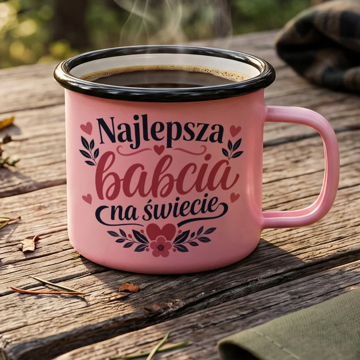 Kubek Emaliowany Na Dzień Babci Prezent Dla Babci Kobiety: Ciepło Babcinej Miłości Kubek Emaliowany Na Dzień Babci Prezent Dla Babci Kobiety: Ciepło Babcinej Miłości