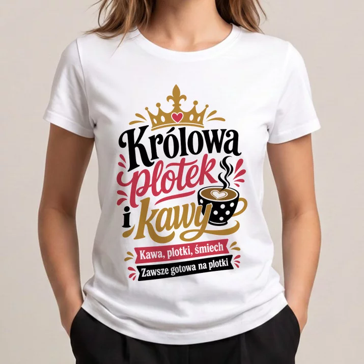Koszulka Damska Biała Dla Koleżanki Prezent Dla Kobiety: Kawowe Plotki