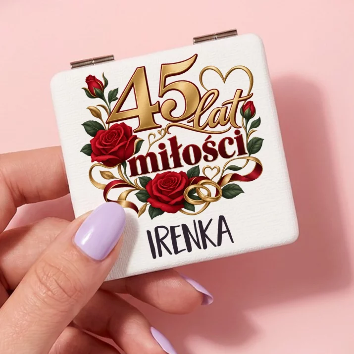 Lusterko Kieszonkowe Na 45 Rocznicę Ślubu Prezent Na Walentynki Dla Kobiety: 45 Lat Miłości