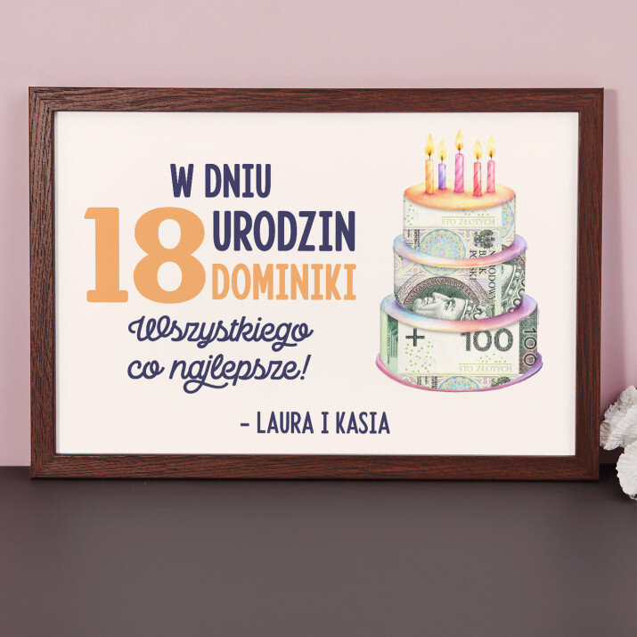 w dniu 18 urodzin wszystkiego co najlepsze - Ramka na pieniądze