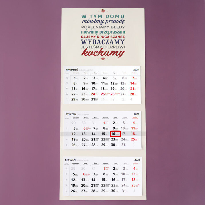 W tym domu - Kalendarz trójdzielny W tym domu - Kalendarz trójdzielny