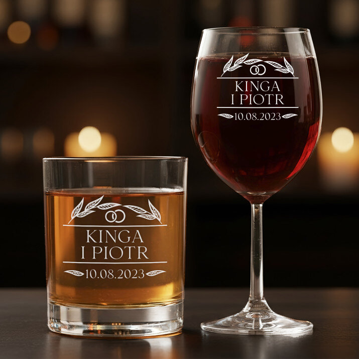 Wasz dzień - Zestaw kieliszek do wina i szklanka do whisky