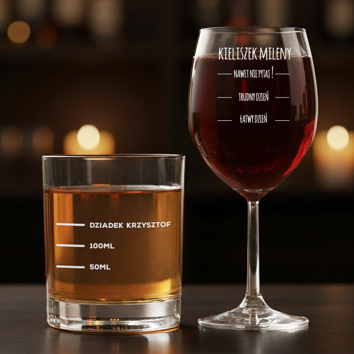 Wasze drinki - Zestaw kieliszek do wina i szklanka do whisky Wasze drinki - Zestaw kieliszek do wina i szklanka do whisky