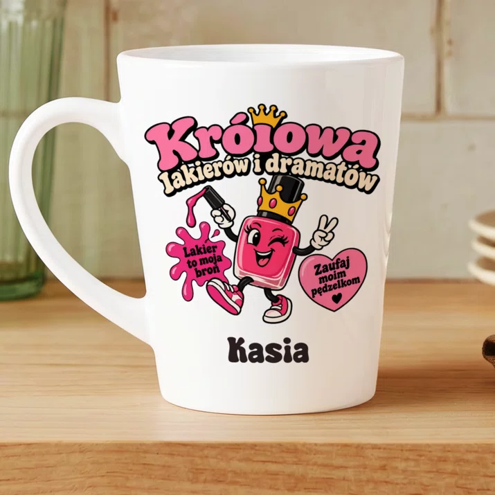 Kubek Personalizowany Dla Stylistki Paznokci Prezent Dla Kobiety: Królowa Lakierów I