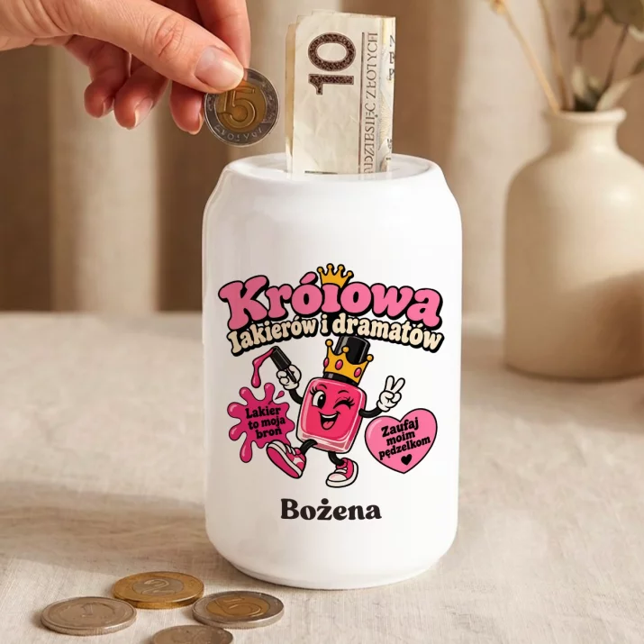 Skarbonka Dla Stylistki Paznokci Prezent Dla Kobiety: Królowa Lakierów I
